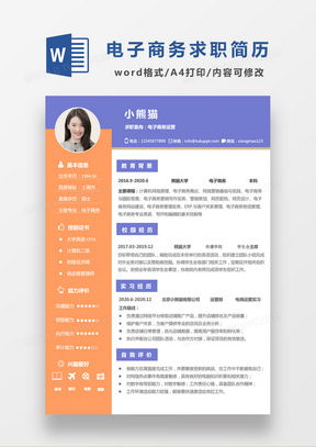 电子商务专业的工作简历