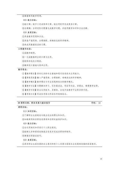 电子商务的专业培养计划